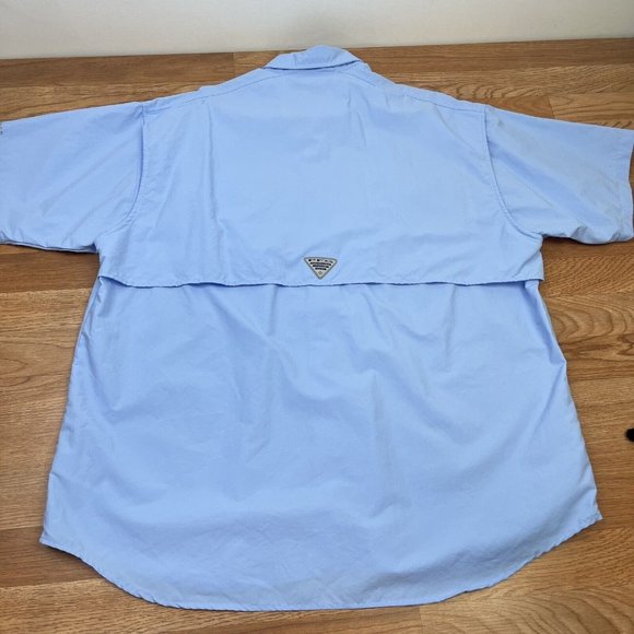 Columbia Bahama Short Sleeve Blue Shirt Men's Size XL Fishing Button Up Vented - Picture 7 of 9
